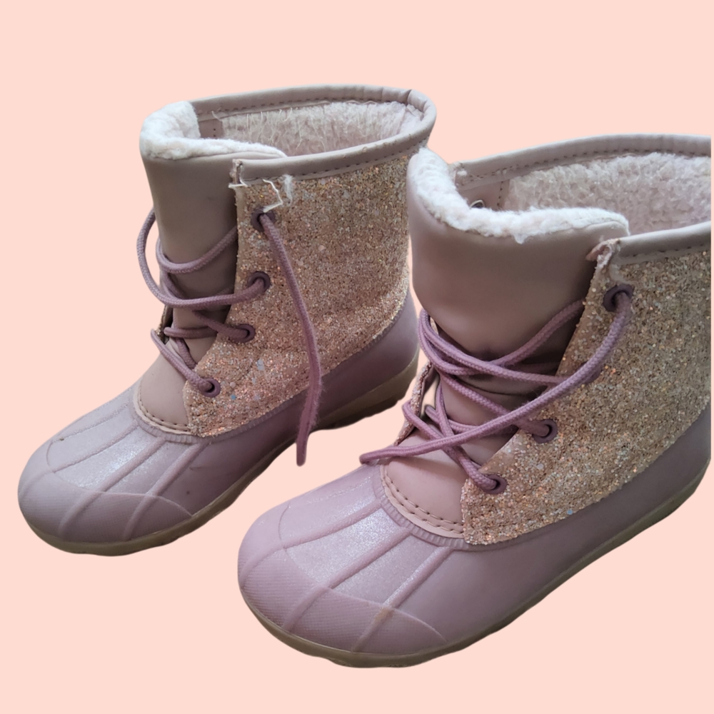 Wonder Nation Pink and Gold Duck Boots